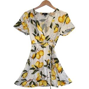 🌈 6/$60 Lulu Dress Wraparound Lemons Fits Like A Small/Medium Rayon Large